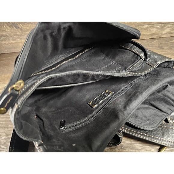 Fossil Leather Side Saddle Crossbody Handbag Medium Size Black - Picture 3 of 7